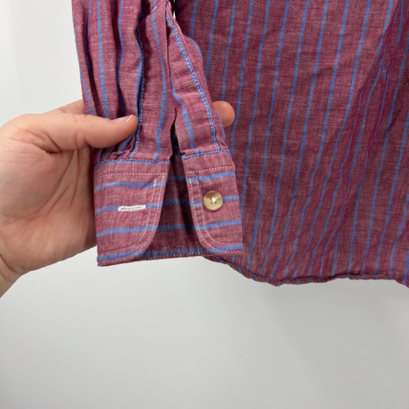 L. L. Bean Long Sleeve Vertical Striped Button Up Blouse Vintage USA Womens 4 - Picture 5 of 9